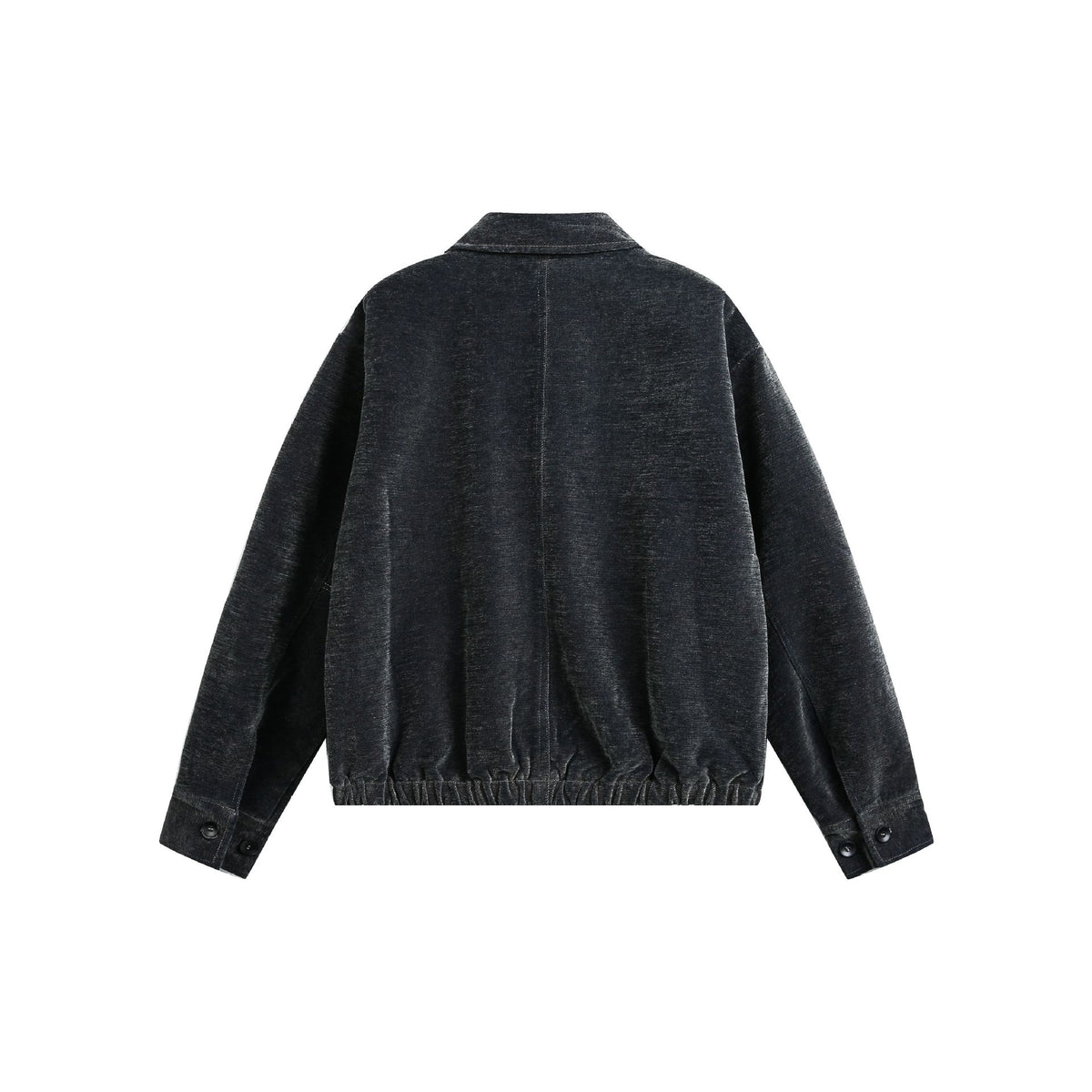 Vintage Textured Boxy Loose Solid Color Short Jacket for Men