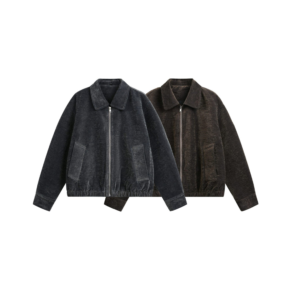 Vintage Textured Boxy Loose Solid Color Short Jacket for Men