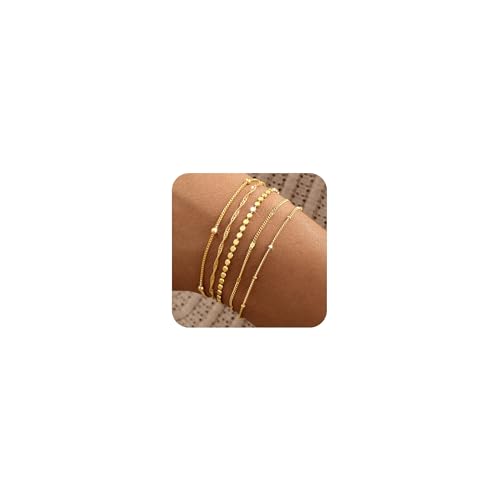 Striviio Women's 14K Gold Plated Stackable Bracelet Set