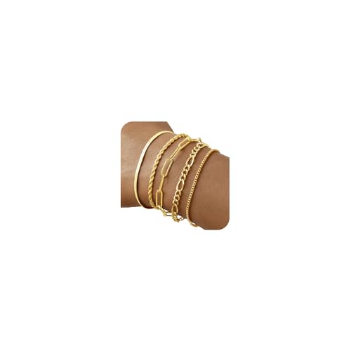 Striviio Women's 14K Gold Plated Stackable Bracelet Set