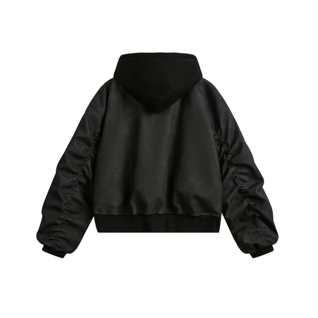 False Two-Piece Loose Oversized Short Hooded Jacket for Men