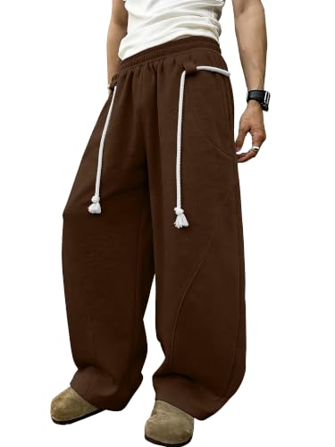 PLEPAN Men's Baggy Wide Leg Lounge Sweatpants