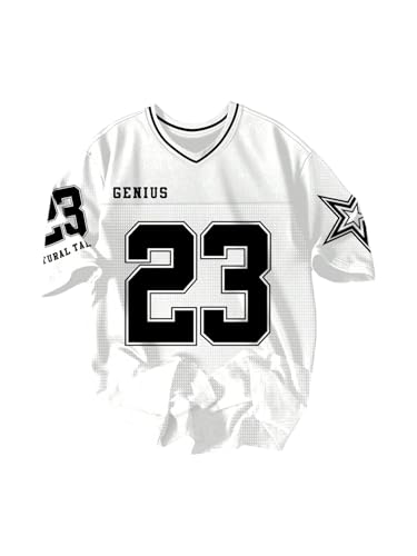 VIPWOLF Men's Number Graphic Oversized Baggy Jersey Shirts