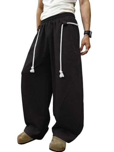 PLEPAN Men's Baggy Wide Leg Lounge Sweatpants