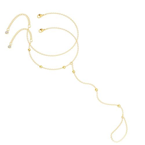 CHESKY Women's 14K Gold Plated Hand Chain Link Bracelets