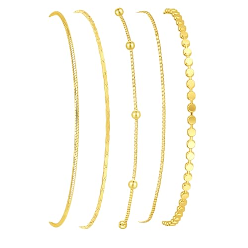 Striviio Women's 14K Gold Plated Stackable Bracelet Set