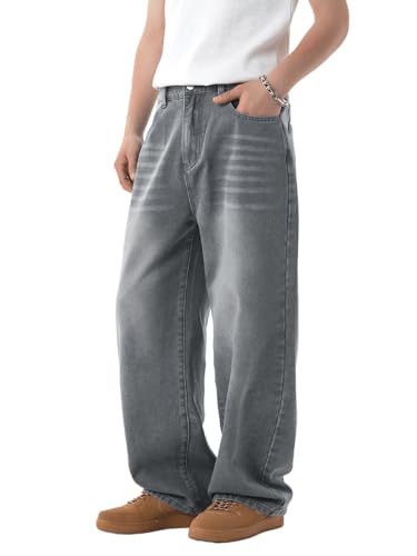 CAONAT Men's Baggy Wide Leg Skater Denim Jeans