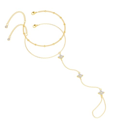 CHESKY Women's 14K Gold Plated Hand Chain Link Bracelets