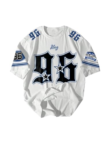 VIPWOLF Men's Number Graphic Oversized Baggy Jersey Shirts