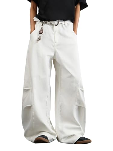 DFGIGT Men's Irregular Sutures Baggy Wide Leg Jeans