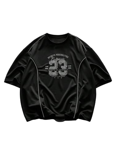 VIPWOLF Men's Number Graphic Oversized Baggy Jersey Shirts
