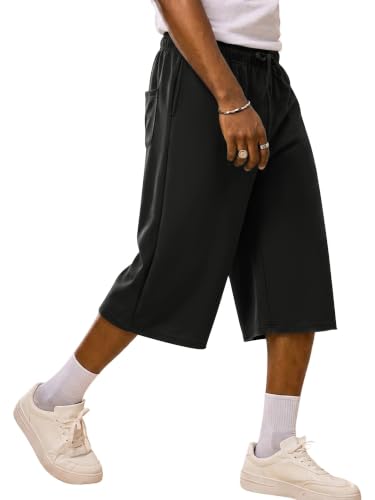TITOMD Men's Y2K Baggy Knee Length Drawstring Sweat Shorts