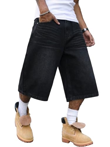 CAONAT Men's Vintage Y2K Baggy Wide Leg Denim Shorts