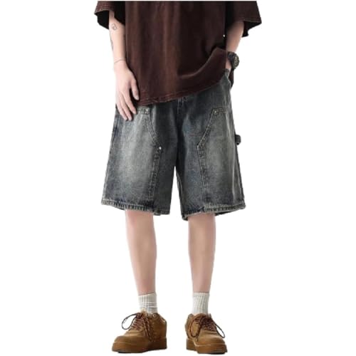 QJK Unisex Y2K Baggy Wide Leg Denim Shorts