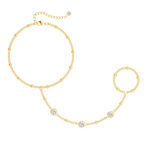 CHESKY Women's 14K Gold Plated Hand Chain Link Bracelets