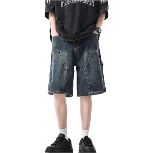 QJK Unisex Y2K Baggy Wide Leg Denim Shorts