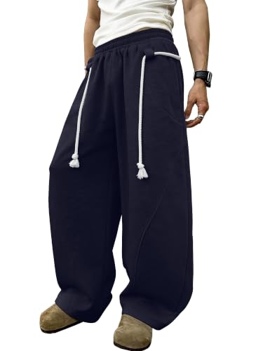 PLEPAN Men's Baggy Wide Leg Lounge Sweatpants