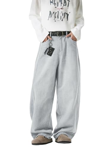 CAONAT Men's Baggy Wide Leg Skater Denim Jeans