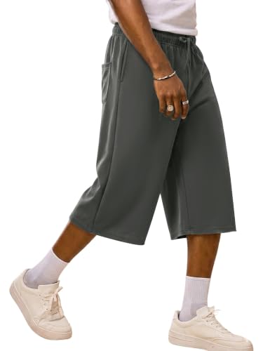 TITOMD Men's Y2K Baggy Knee Length Drawstring Sweat Shorts