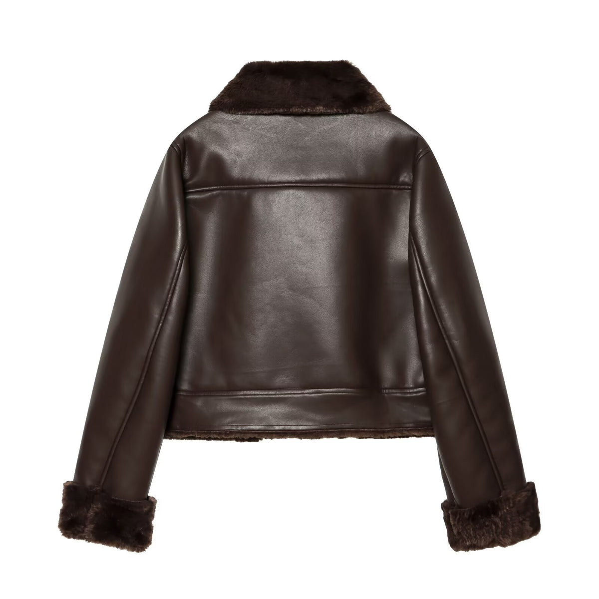 Casual fur collar faux fur jacket