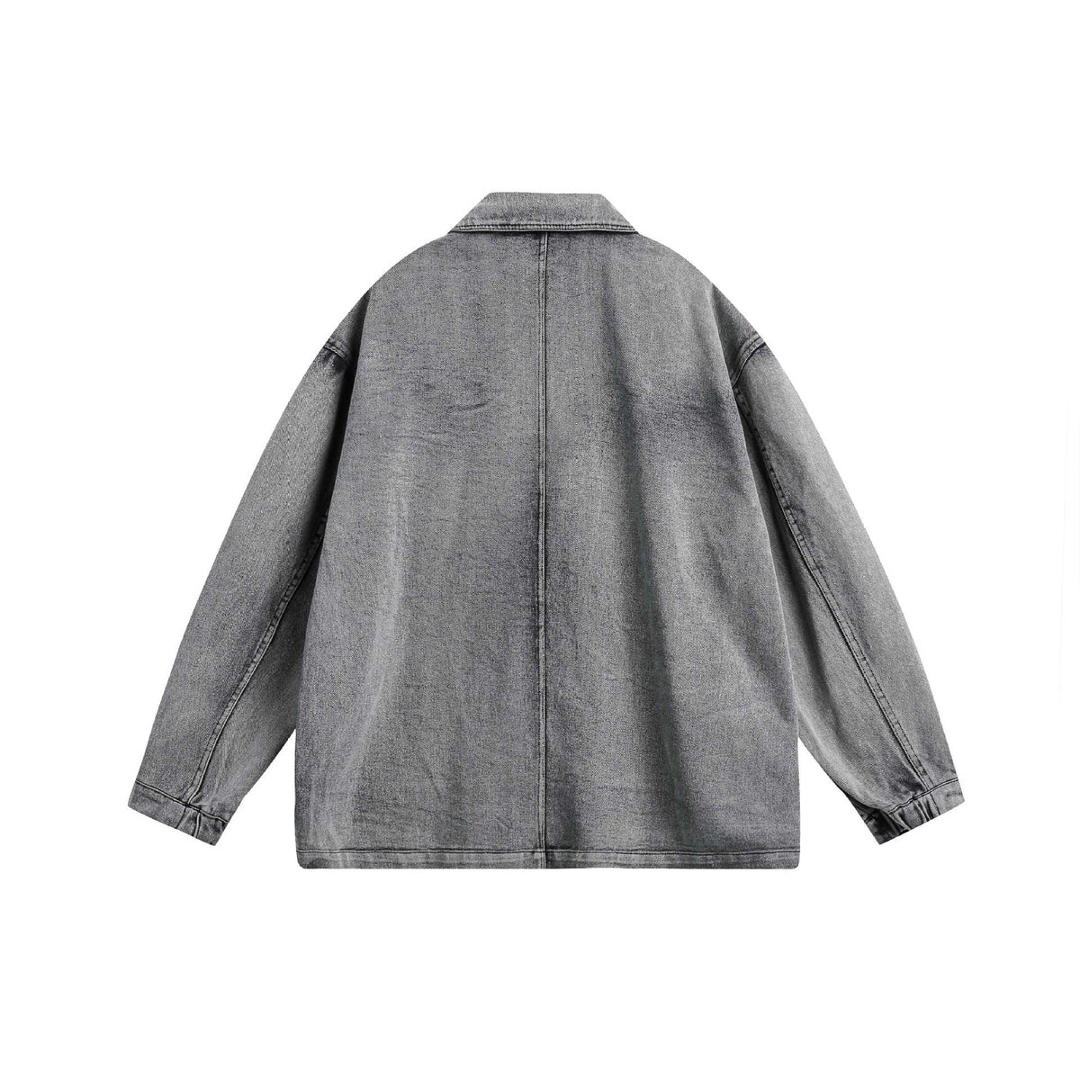 High-End Oversized Washed Distressed Denim Blazer Jacket for Men