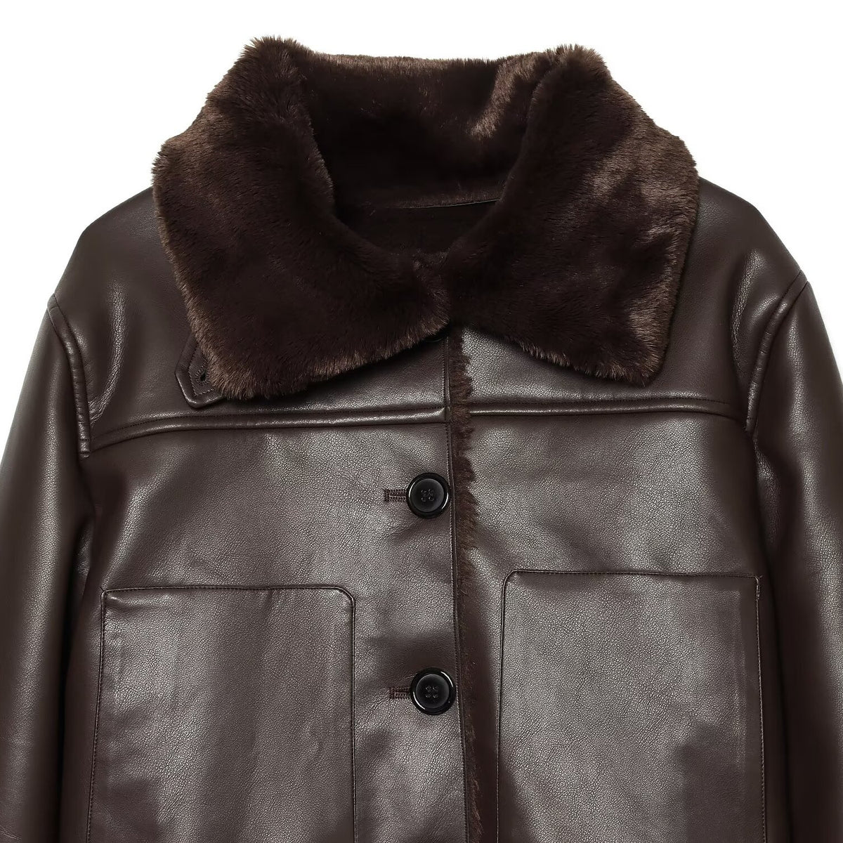 Casual fur collar faux fur jacket