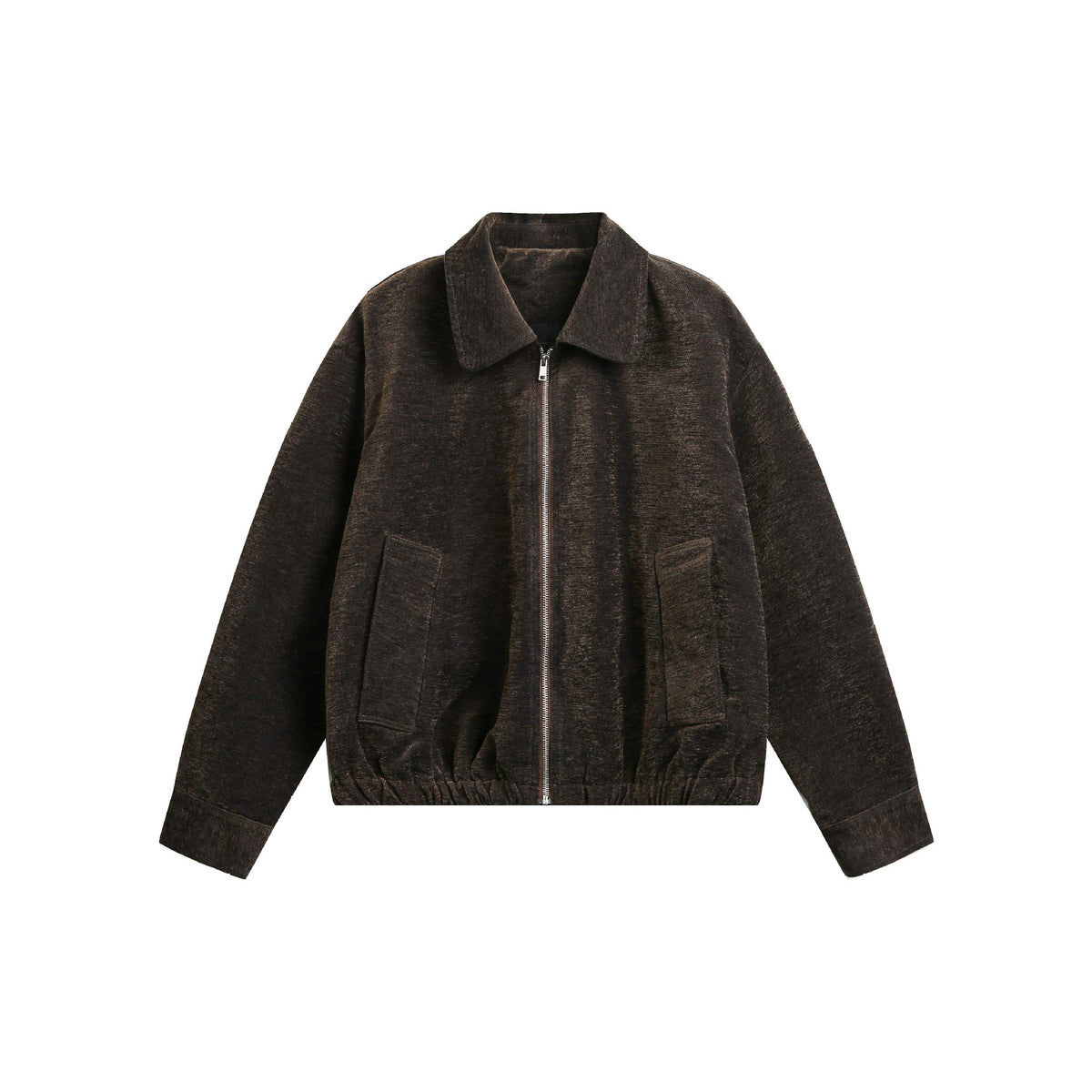 Vintage Textured Boxy Loose Solid Color Short Jacket for Men
