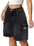Eddoyee Women's Y2K Baggy Bermuda Cargo Denim Jorts