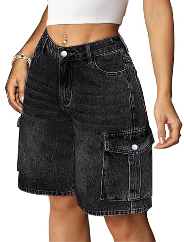 Eddoyee Women's Y2K Baggy Bermuda Cargo Denim Jorts
