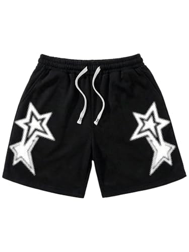 SOLY HUX Men's Star Graphic Baggy Wide Leg Shorts