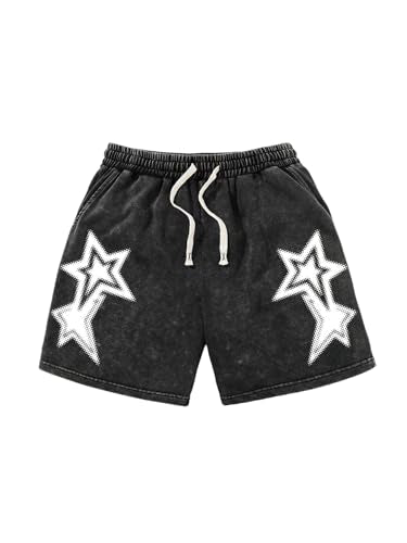 SOLY HUX Men's Star Graphic Baggy Wide Leg Shorts