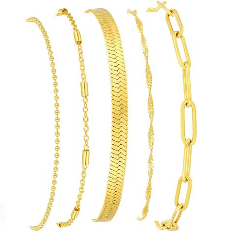 Striviio Women's 14K Gold Plated Stackable Bracelet Set