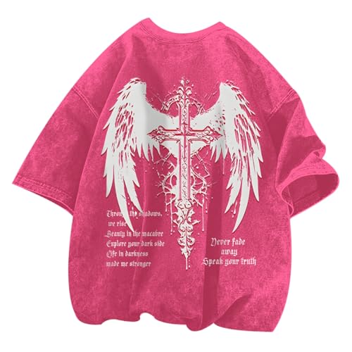 Lytiarul Men's Vintage Gothic Cross Grunge Oversized T-Shirt
