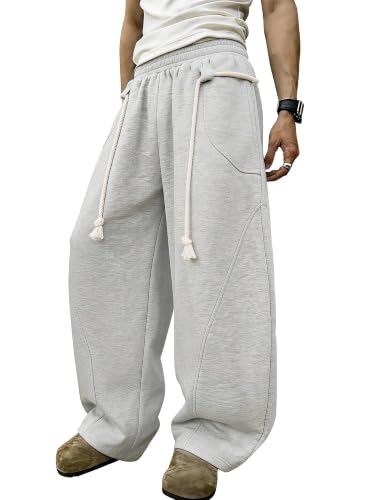 PLEPAN Men's Baggy Wide Leg Lounge Sweatpants