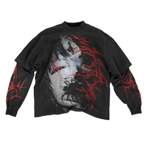 GGOOB Unisex Fake Two-Piece Long Sleeve Grunge Shirt