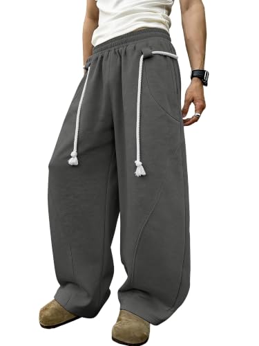 PLEPAN Men's Baggy Wide Leg Lounge Sweatpants
