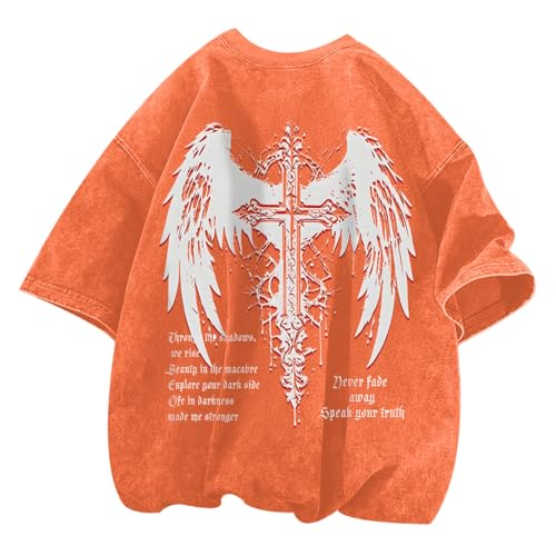 Lytiarul Men's Vintage Gothic Cross Grunge Oversized T-Shirt