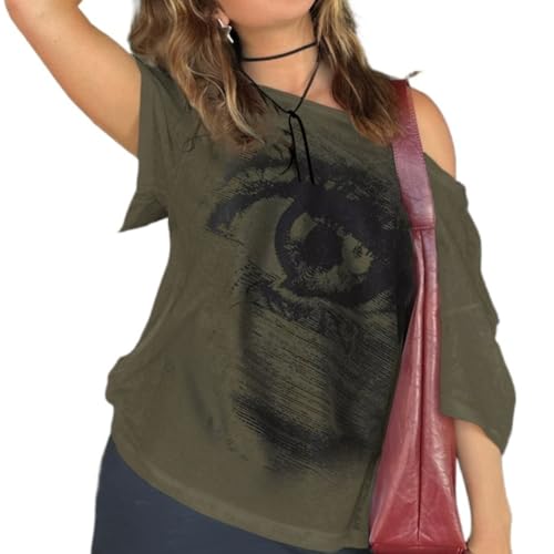 Hesaco Women's Off the Shoulder Lips Print Graphic T-Shirt