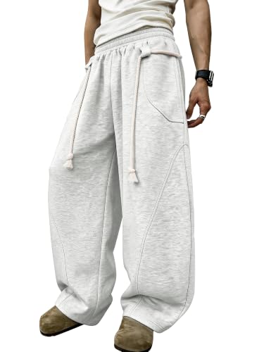 PLEPAN Men's Baggy Wide Leg Lounge Sweatpants