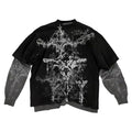 GGOOB Unisex Fake Two-Piece Long Sleeve Grunge Shirt