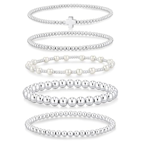 Yoosteel Women's Gold Beaded Stretch Bracelets Set