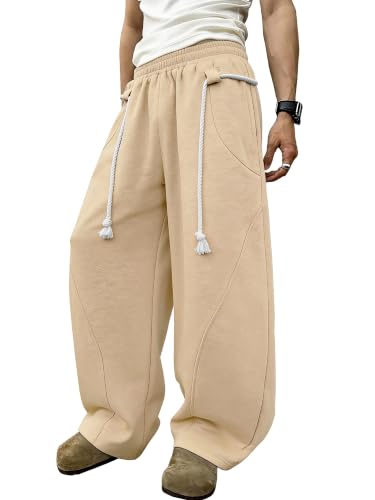 PLEPAN Men's Baggy Wide Leg Lounge Sweatpants