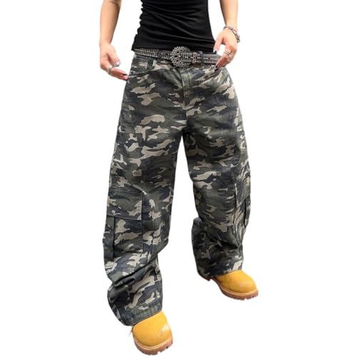 DFGIGT Men's Irregular Sutures Baggy Wide Leg Jeans