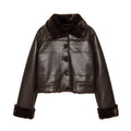 Casual fur collar faux fur jacket