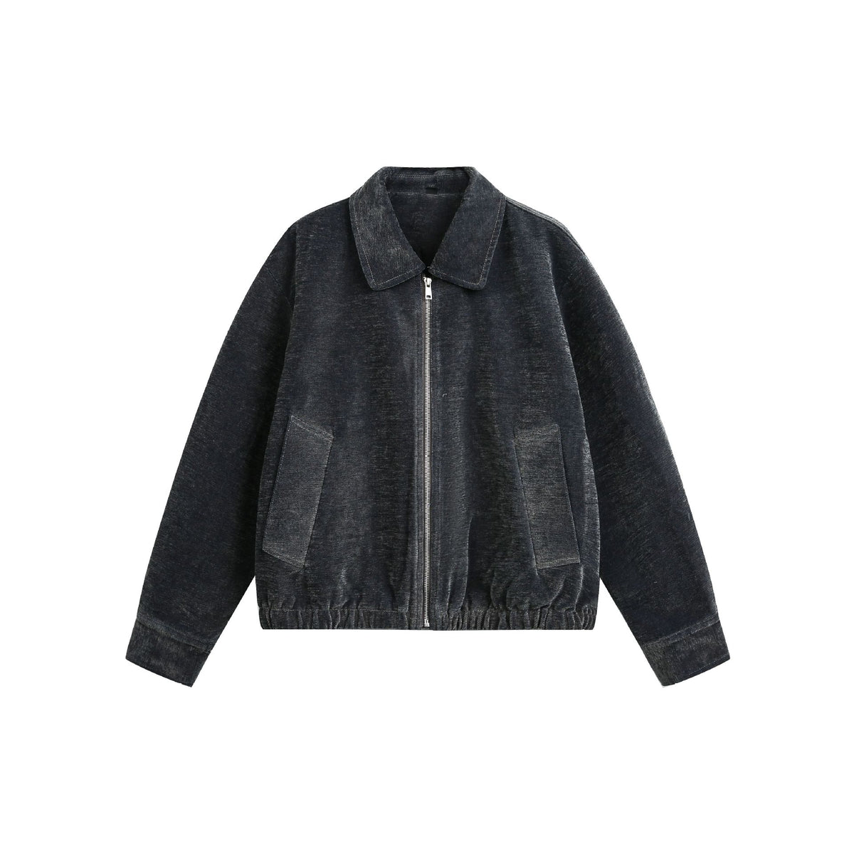 Vintage Textured Boxy Loose Solid Color Short Jacket for Men