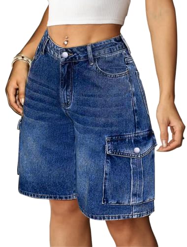 Eddoyee Women's Y2K Baggy Bermuda Cargo Denim Jorts