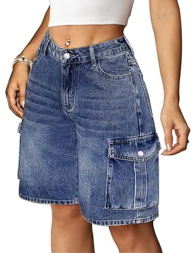 Eddoyee Women's Y2K Baggy Bermuda Cargo Denim Jorts