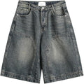 QJK Unisex Y2K Baggy Wide Leg Denim Shorts