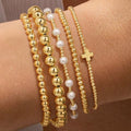 Yoosteel Women's Gold Beaded Stretch Bracelets Set
