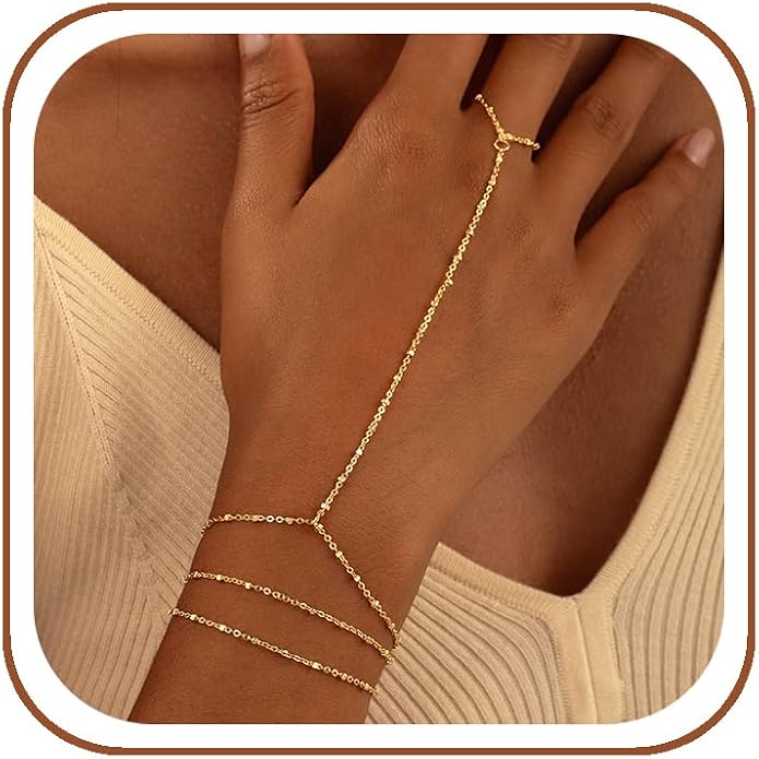 CHESKY Women's 14K Gold Plated Hand Chain Link Bracelets